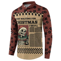 Skull Christmas Button Sweatshirt Newspaper Retro Style - Wonder Print Shop