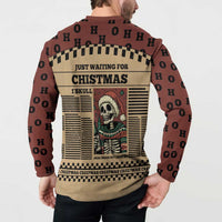 Skull Christmas Button Sweatshirt Newspaper Retro Style - Wonder Print Shop