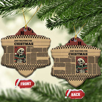 Skull Christmas Ceramic Ornament Newspaper Retro Style - Wonder Print Shop