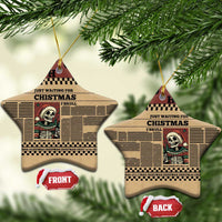 Skull Christmas Ceramic Ornament Newspaper Retro Style - Wonder Print Shop