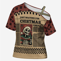 Skull Christmas Cross Shoulder Shirt Newspaper Retro Style - Wonder Print Shop