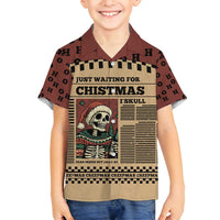 Skull Christmas Family Matching Off Shoulder Maxi Dress and Hawaiian Shirt Newspaper Retro Style - Wonder Print Shop
