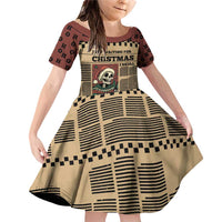 Skull Christmas Family Matching Off Shoulder Short Dress and Hawaiian Shirt Newspaper Retro Style - Wonder Print Shop