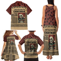 Skull Christmas Family Matching Tank Maxi Dress and Hawaiian Shirt Newspaper Retro Style - Wonder Print Shop