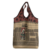 Skull Christmas Grocery Bag Newspaper Retro Style - Wonder Print Shop