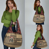 Skull Christmas Grocery Bag Newspaper Retro Style - Wonder Print Shop