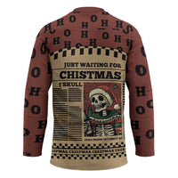 Skull Christmas Hockey Jersey Newspaper Retro Style - Wonder Print Shop
