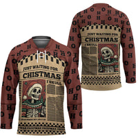 Skull Christmas Hockey Jersey Newspaper Retro Style - Wonder Print Shop