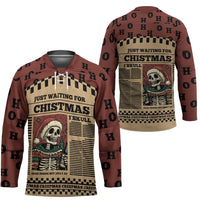 Skull Christmas Hockey Jersey Newspaper Retro Style - Wonder Print Shop