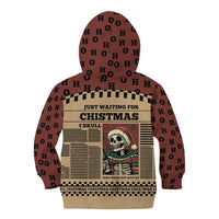 Skull Christmas Kid Hoodie Newspaper Retro Style - Wonder Print Shop