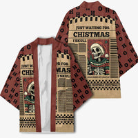 Skull Christmas Kimono Newspaper Retro Style - Wonder Print Shop