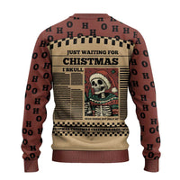 Skull Christmas Ugly Christmas Sweater Newspaper Retro Style - Wonder Print Shop