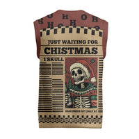 Skull Christmas Knitted V-Neck Vest Newspaper Retro Style - Wonder Print Shop