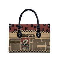 Skull Christmas Leather Bag Newspaper Retro Style - Wonder Print Shop