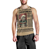 Skull Christmas Men Tank Top Newspaper Retro Style - Wonder Print Shop