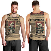 Skull Christmas Men Tank Top Newspaper Retro Style - Wonder Print Shop