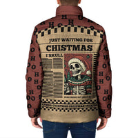 Skull Christmas Padded Jacket Newspaper Retro Style - Wonder Print Shop