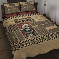 Skull Christmas Quilt Bed Set Newspaper Retro Style - Wonder Print Shop
