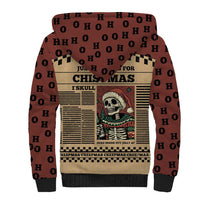 Skull Christmas Sherpa Hoodie Newspaper Retro Style - Wonder Print Shop