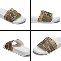 Skull Christmas Slide Sandals Newspaper Retro Style - Wonder Print Shop