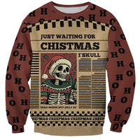 Skull Christmas Sweatshirt Newspaper Retro Style - Wonder Print Shop