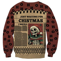 Skull Christmas Sweatshirt Newspaper Retro Style - Wonder Print Shop