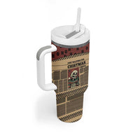 Skull Christmas Tumbler With Handle Newspaper Retro Style - Wonder Print Shop