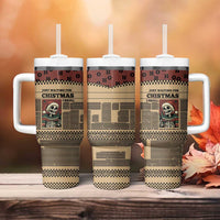 Skull Christmas Tumbler With Handle Newspaper Retro Style - Wonder Print Shop