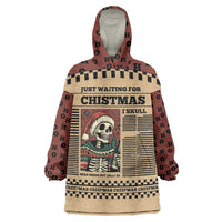 Skull Christmas Wearable Blanket Hoodie Newspaper Retro Style - Wonder Print Shop