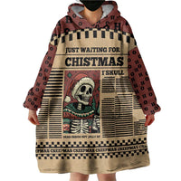 Skull Christmas Wearable Blanket Hoodie Newspaper Retro Style - Wonder Print Shop
