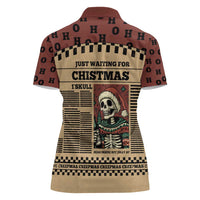 Skull Christmas Women Polo Shirt Newspaper Retro Style - Wonder Print Shop