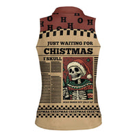 Skull Christmas Women Sleeveless Polo Shirt Newspaper Retro Style - Wonder Print Shop