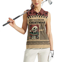 Skull Christmas Women Sleeveless Polo Shirt Newspaper Retro Style - Wonder Print Shop