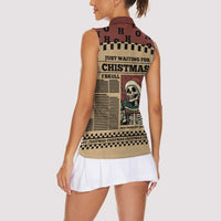 Skull Christmas Women Sleeveless Polo Shirt Newspaper Retro Style - Wonder Print Shop