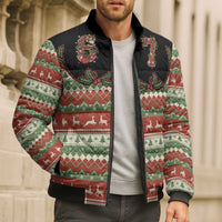 Western Yoke Bomber Puffer Jacket Funny Six Seven Christmas - Wonder Print Shop