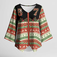 Western Yoke Kimono Sleeve Blouse Funny Six Seven Christmas - Wonder Print Shop
