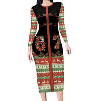 Western Yoke Long Sleeve Bodycon Dress Funny Six Seven Christmas - Wonder Print Shop