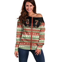 Western Yoke Off Shoulder Sweater Funny Six Seven Christmas - Wonder Print Shop