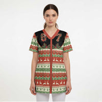 Western Yoke Scrub Top Funny Six Seven Christmas - Wonder Print Shop