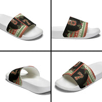 Western Yoke Slide Sandals Funny Six Seven Christmas - Wonder Print Shop