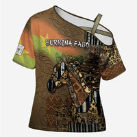 Personalized Burkina Faso Cross Shoulder Shirt African Tribal Horse Patchwork Style - Wonder Print Shop