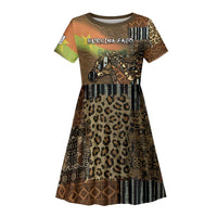 Personalized Burkina Faso Kid Short Sleeve Dress African Tribal Horse Patchwork Style - Wonder Print Shop