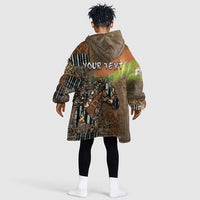 Personalized Burkina Faso Kid Wearable Blanket Hoodie African Tribal Horse Patchwork Style - Wonder Print Shop