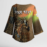 Personalized Burkina Faso Kimono Sleeve Blouse African Tribal Horse Patchwork Style - Wonder Print Shop