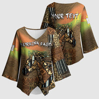 Personalized Burkina Faso Kimono Sleeve Blouse African Tribal Horse Patchwork Style - Wonder Print Shop
