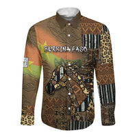 Personalized Burkina Faso Long Sleeve Button Shirt African Tribal Horse Patchwork Style - Wonder Print Shop