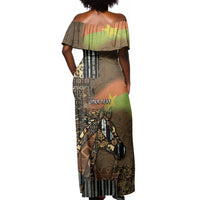 Personalized Burkina Faso Off Shoulder Maxi Dress African Tribal Horse Patchwork Style - Wonder Print Shop