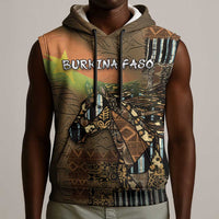 Personalized Burkina Faso Sleeveless Hoodie African Tribal Horse Patchwork Style - Wonder Print Shop