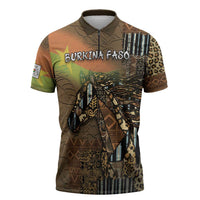Personalized Burkina Faso Zipper Polo Shirt African Tribal Horse Patchwork Style - Wonder Print Shop