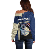 Custom Volleyball Off Shoulder Sweater Astronaut Cosmic Spiker